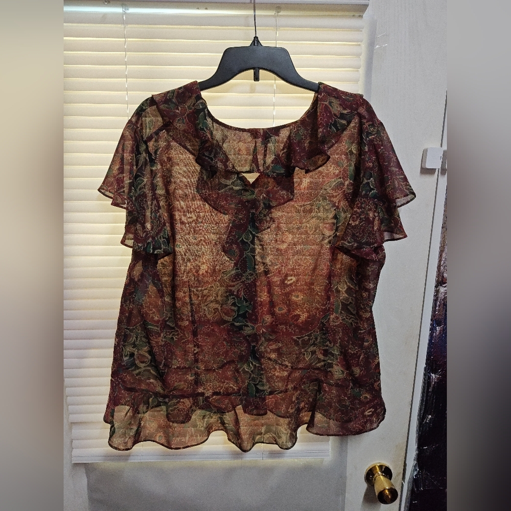 Chaps Multicolor Ruffle Blouse - image 3